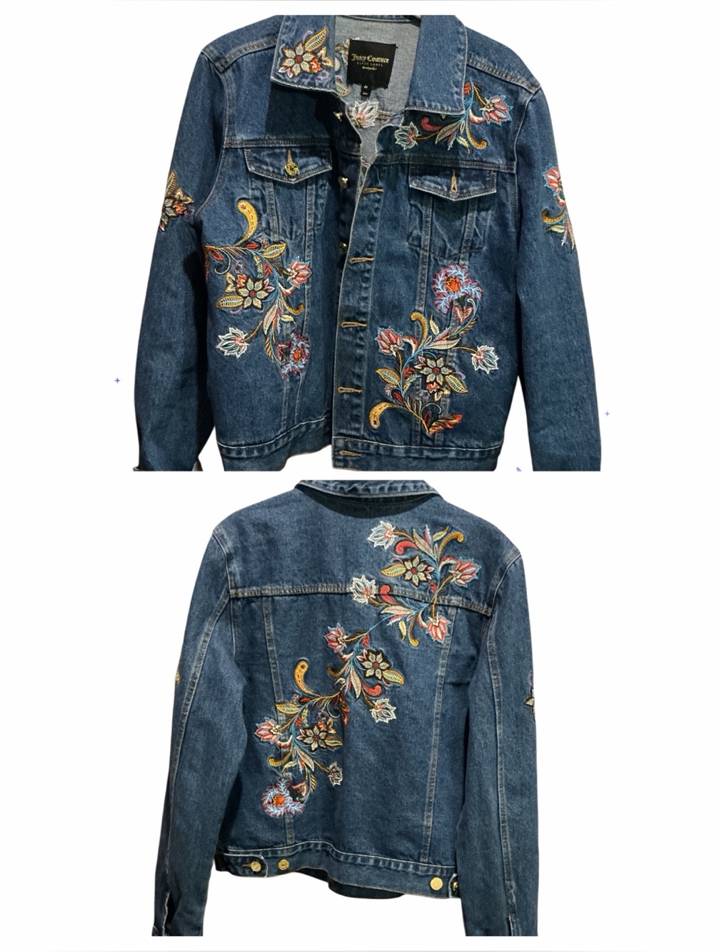 JUICY COUTURE RARE BLACK LABEL LA DENIM EMBROIDERED JACKET